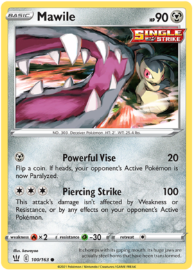 Pokemon Single Card - Battle Styles 100/163 Mawile Common Pack Fresh