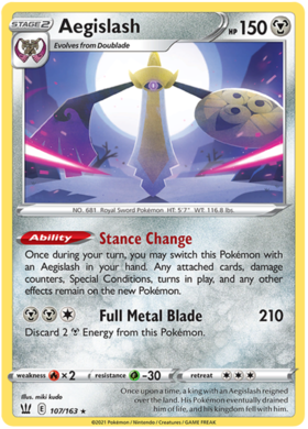 Pokemon Single Card - Battle Styles 107/163 Aegislash Holo Rare Pack Fresh