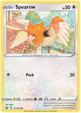 Pokemon Single Card - Battle Styles 111/163 Spearow Common Pack Fresh