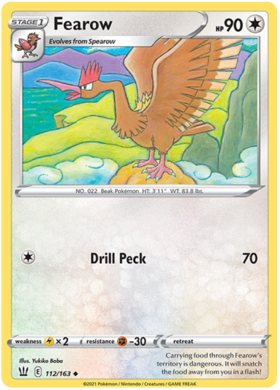 Pokemon Single Card - Battle Styles 112/163 Fearow Uncommon Pack Fresh