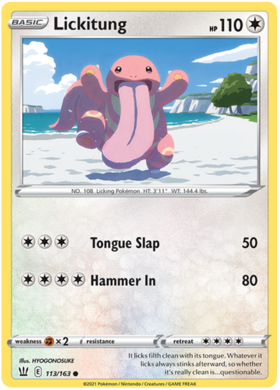 Pokemon Single Card - Battle Styles 113/163 Lickitung Common Pack Fresh