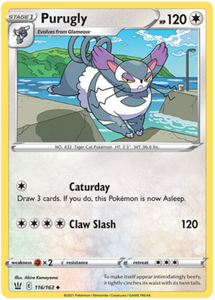 Pokemon Single Card - Battle Styles 116/163 Purugly Uncommon Pack Fresh