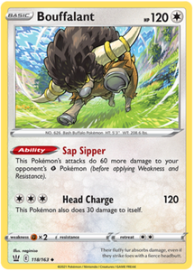 Pokemon Single Card - Battle Styles 118/163 Bouffalant Uncommon Pack Fresh