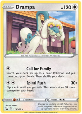 Pokemon Single Card - Battle Styles 119/163 Drampa Rare Pack Fresh