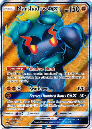 Pokemon Single Card - Burning Shadows 137/147 Marshadow GX Ultra Rare Full Art Pack Fresh