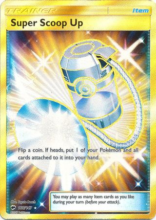 Pokemon Single Card - Burning Shadows 166/147 Super Scoop Up Gold Secret Rare Full Art Pack Fresh