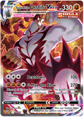 Pokemon Single Card - Battle Styles 168/163 Single Strike Urshifu VMAX Secret Rare Full Art Pack Fresh