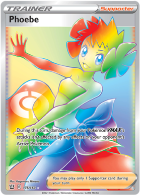 Pokemon Single Card - Battle Styles 175/163 Phoebe Secret Rare Full Art Pack Fresh