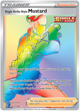 Pokemon Single Card - Battle Styles 177/163 Single Strike Stance Mustard Secret Rare Full Art Pack Fresh