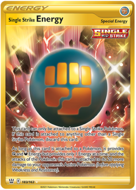 Pokemon Single Card - Battle Styles 183/163 Single Strike Energy Secret Rare Full Art Pack Fresh