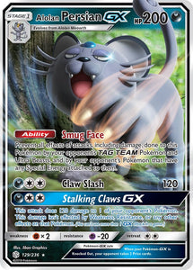 Pokemon Single Card - Cosmic Eclipse 129/236 Alolan Persian GX Pack Fresh