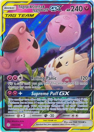 Pokemon Single Card - Cosmic Eclipse 143/236 Togepi & Cleffa & Igglybuff GX Pack Fresh