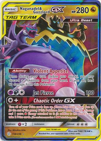 Pokemon Single Card - Cosmic Eclipse 158/236 Naganadel & Guzzlord Tag Team GX Pack Fresh