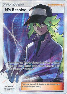 Pokemon Single Card - Cosmic Eclipse 232/236 N's Resolve Ultra Rare Full Art Pack Fresh