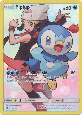 Pokemon Single Card - Cosmic Eclipse 239/236 Piplup Secret Rare Full Art Holo Pack Fresh