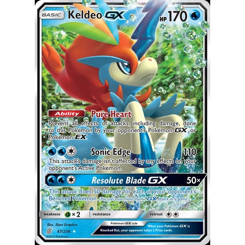 Pokemon Single Card - Cosmic Eclipse 047/236 Keldeo GX Pack Fresh