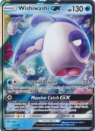 Pokemon Single Card - Cosmic Eclipse 063/236 Wishiwashi GX Pack Fresh