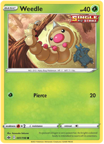 Pokemon Single Card - Chilling Reign 001/198 Weedle Common Pack Fresh