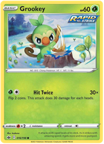 Pokemon Single Card - Chilling Reign 016/198 Grookey Common Pack Fresh