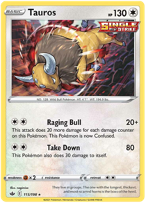 Pokemon Single Card - Chilling Reign 115/198 Tauros Rare Holo Pack Fresh