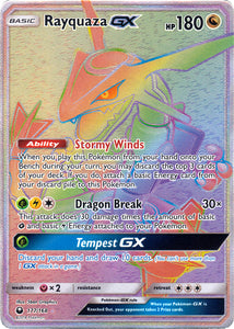 Pokemon Single Card - Celestial Storm 177/168 Rayquaza GX Rainbow Secret Rare Pack Fresh