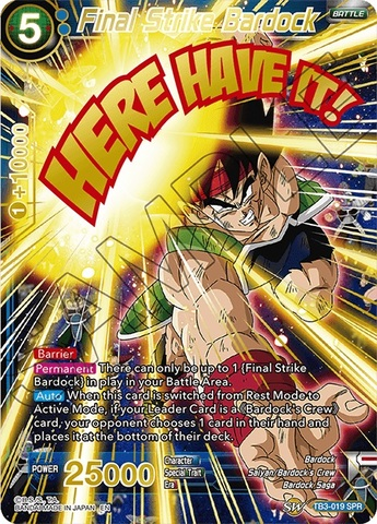Dragon Ball Super Single Card - TB3-019 SPR Final Strike Bardock Pack Fresh