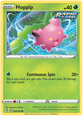 Pokemon Single Card - Evolving Skies 002/203 Hoppip Common Pack Fresh
