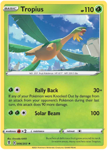 Pokemon Single Card - Evolving Skies 006/203 Tropius Rare Pack Fresh