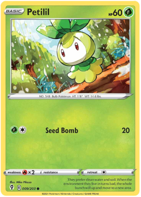 Pokemon Single Card - Evolving Skies 009/203 Petilil Common Pack Fresh