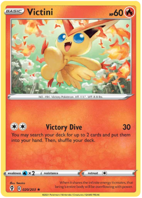 Pokemon Single Card - Evolving Skies 020/203 Victini Rare Holo Pack Fresh