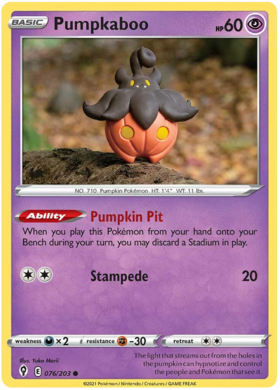 Pokemon Single Card - Evolving Skies 076/203 Pumpkaboo Common Pack Fresh