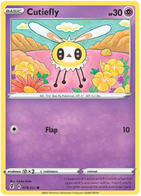 Pokemon Single Card - Evolving Skies 078/203 Cutiefly Common Pack Fresh