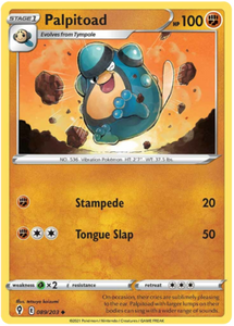Pokemon Single Card - Evolving Skies 089/203 Palpitoad Uncommon Pack Fresh