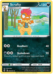 Pokemon Single Card - Evolving Skies 099/203 Scrafty Uncommon Pack Fresh