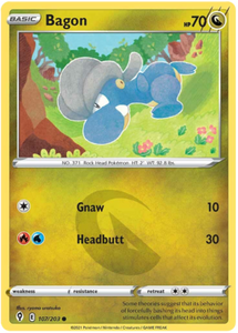 Pokemon Single Card - Evolving Skies 107/203 Bagon Common Pack Fresh