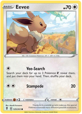 Pokemon Single Card - Evolving Skies 125/203 Eevee Common Pack Fresh