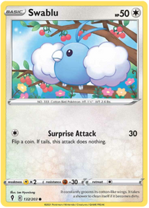 Pokemon Single Card - Evolving Skies 132/203 Swablu Common Pack Fresh