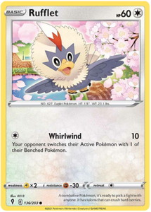 Pokemon Single Card - Evolving Skies 136/203 Rufflet Common Pack Fresh