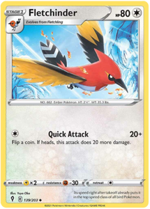 Pokemon Single Card - Evolving Skies 139/203 Fletchinder Uncommon Pack Fresh