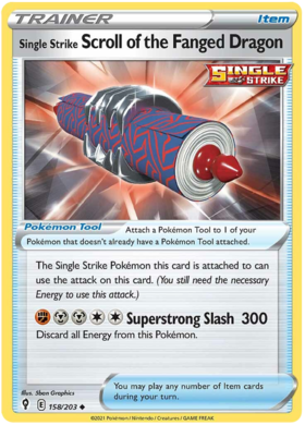 Pokemon Single Card - Evolving Skies 158/203 Single Strike Scroll of the Fanged Dragon Uncommon Pack Fresh