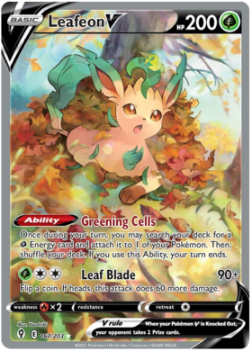 Pokemon Single Card - Evolving Skies 167/203 Leafeon V Alt Art Pack Fresh