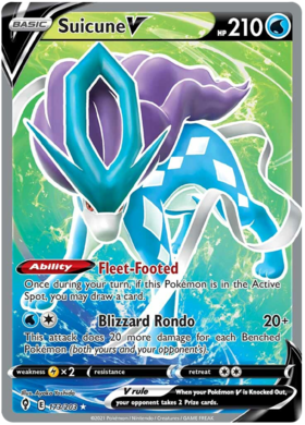 Pokemon Single Card - Evolving Skies 173/203 Suicune V Full Art Pack Fresh