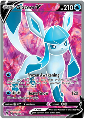 Pokemon Single Card - Evolving Skies 174/203 Glaceon V Full Art Pack Fresh