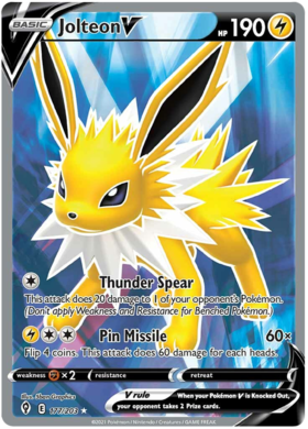 Pokemon Single Card - Evolving Skies 177/203 Jolteon V Full Art Pack Fresh