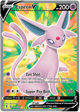 Pokemon Single Card - Evolving Skies 179/203 Espeon V Full Art Pack Fresh