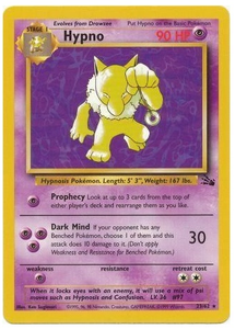 Pokemon Single Card - Fossil Set 23/62 Hypno Rare Near Mint Condition