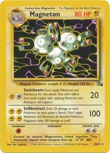 Pokemon Single Card - Fossil Set 26/62 Magneton Rare Near Mint Condition