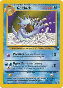 Pokemon Single Card - Fossil Set 35/62 Golduck Uncommon Near Mint Condition