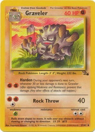 Pokemon Single Card - Fossil Set 37/62 Graveler Uncommon Near Mint Condition