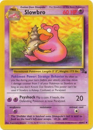 Pokemon Single Card - Fossil Set 43/62 Slowbro Uncommon Near Mint Condition